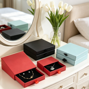 Boîte à bijoux élégante multi-tailles avec tiroirs coulissants multicolores pour organiser colliers, bagues et boucles d'oreilles - Product Image 5