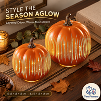 Großhandel Leuchtende Kürbis-Dekoration Orange-Gold Tischdekoration für Halloween Erntedankfest Herbst Ernte Heim-Deko