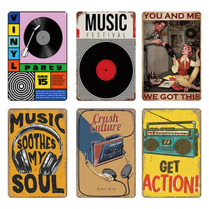 Panneau en métal rétro avec motif <span class=keywords><strong>vinyle</strong></span> musical et tourne-disque, décoration murale pour studio, bar, cave des hommes et les amateurs de musique - Product Image 4