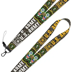 Army Series US army Logo Printed Lanyard for Usage Key Phones ID Tag Badge Holder USA Military Fans Long Strap Necklace