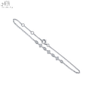 เครื่องประดับคุณภาพสูงขายส่ง สร้อยข้อมือทองคำขาว 18K แท้ ประดับเพชรแท้ธรรมชาติ สร้อยข้อมือปรับขนาดได้สำหรับผู้หญิง สวมใส่ได้ทุกวัน - Product Image 2