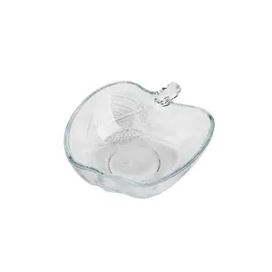 4.7inch Apple Shape Glass Bát salad rõ ràng tùy chỉnh thiết kế nóng Bán bộ đồ ăn lưu trữ bát thủy tinh thực phẩm salad trái cây phục vụ bát