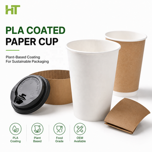 Gobelet à café compostable écologique à paroi simple en PLA, à base végétale, jetable pour boissons chaudes, fabricant et fournisseur OEM personnalisé - Product Image 1