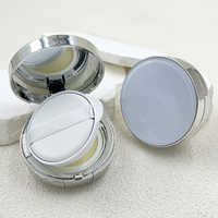 En stock – Boîte à coussin d'air ronde de 15 g, vide, avec miroir, en plastique, pour cosmétiques, avec éponges et houppettes