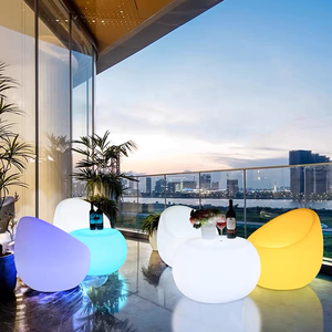 Mesa de Té Luminosa Moderna y Ecológica para Exteriores, Resistente al Agua y a los Rayos UV, Combinación de Mesa y Sillas Pequeñas para Balcón, Hotel - Product Image 5