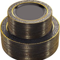 Assiette jetable en plastique élégante et luxueuse, de qualité supérieure, pour desserts, repas occidentaux classiques, mariages et fêtes.