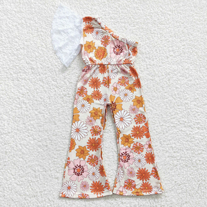 Mono de verano sin mangas con estampado floral para bebés y niñas pequeñas, pantalones acampanados, ropa de moda al por mayor - Product Image 3