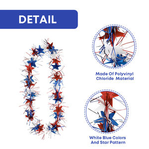 Ghirlanda Patriottica Xieli per il 4 Luglio, Decorazione per Feste con <span class=keywords><strong>Stelle</strong></span> Rosse, Bianche e Blu - Product Image 4