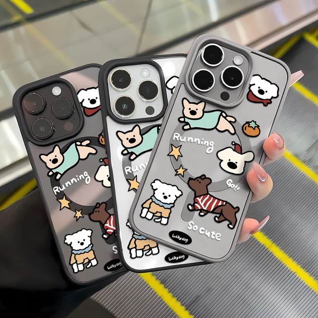 Custom Cute Puppy Magnetic Phone Case, Anti-slip and Anti-breakage, Compatible with All Apple Phone Models