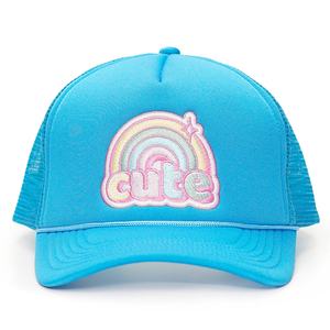 Gorras Trucker Personalizadas de 5 Paneles con Logotipo Bordado en Espuma, Cuerda Blanca y Parte Trasera de Malla Azul - Product Image 2