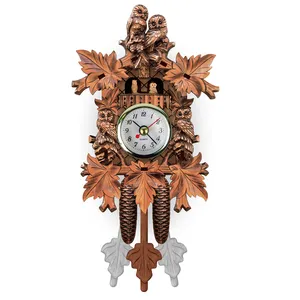 Vintage Quartz Cuckoo Clock Owl Black Forest House Antique Pendulum, Wooden Clock Wall Home Decoration