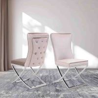 Chaise de salle à manger moderne de luxe en velours avec cadre en acier inoxydable, dossier haut, pour la maison, l'hôtel, l'entrepôt, le stockage, le parc et l'ameublement