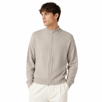 Pull en laine 100% respirant de haute qualité pour homme, style luxueux, design personnalisé, col roulé tricoté, fermeture éclair sur le devant
