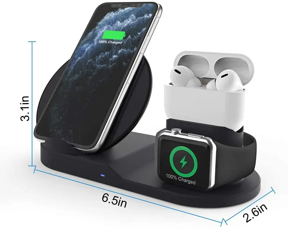 15W multifunction fast charging phone airpods iWatch qi wireless charger for iphone 14 13 12 pro max