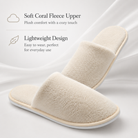 Chaussons d'hôtel jetables en polaire corail à bout fermé, lavables, pour kits d'accueil de chambre d'hôtel et voyages, vente en gros à prix abordable