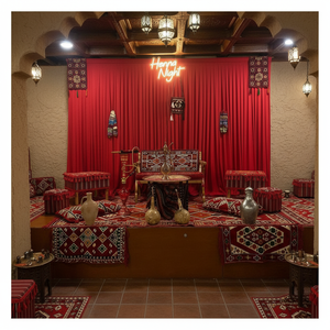 Meubles de salon de maison de Style traditionnel siège en bois antique oriental tufté caractéristique pour la décoration ou le stockage de Salon au henné - Product Image 3