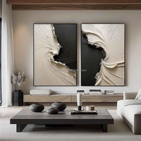 Peinture sur toile peinte à la main, texture Wabi-sabi, peinture décorative d'intérieur avec cadre pour décoration murale