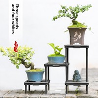 Soporte de Resina de Estilo Chino de 4 Niveles y 3 Conexiones, No Plegable, para Plantas de Interior, Exhibidor de Macetas de Suculentas para Decoración del Hogar