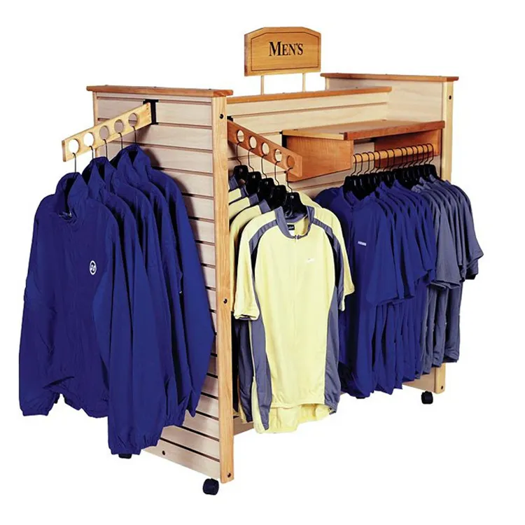 Boutique Interior Custom Retail 4 Way Pop Up Mens Clothing Shop Rack Metal Clothing Exhibition Stand