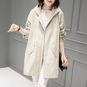 Gabardina para <span class=keywords><strong>mujer</strong></span>, abrigo informal de primavera y otoño de longitud media para <span class=keywords><strong>mujer</strong></span>, abrigo de moda con capucha de temperamento femenino - Product Image 5
