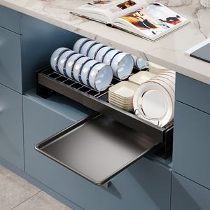 Égouttoir à vaisselle et à bols extensible sans perçage, égouttoir coulissant, organisateur de rangement pour armoire de cuisine <span class=keywords><strong>sous</strong></span> l'évier - Product Image 4