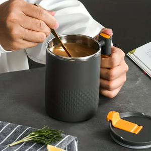 Mug à café en acier inoxydable de 15 oz à double paroi isolé sous vide avec couvercle pour café, thé, bureau, voyage - Product Image 5