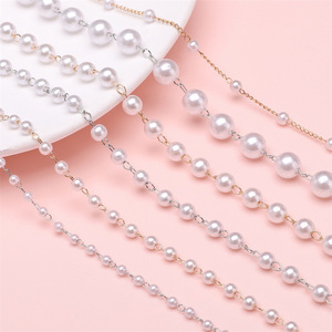 เครื่องประดับมุกแบบโซ่ ขนาด 3 มม. 4 มม. 5 มม. 6 มม. 8 มม. สำหรับตกแต่งผมงานแต่งงาน สไตล์หวานสดใส - Product Image 1