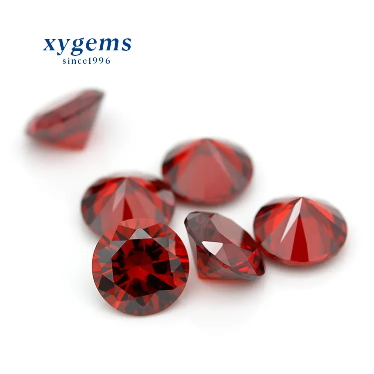 Xygems glamour 6mm deep garnet red round shape cubic zirconia gemstone rough price for cubic zirconia accessories