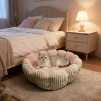 Coussins de luxe modernes pour animaux de compagnie, motif dessin animé, lits ovales pour chats et chiens, écologiques, portables, emballage carton, vente en gros