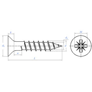Yiwu <span class=keywords><strong>testa</strong></span> <span class=keywords><strong>svasata</strong></span> <span class=keywords><strong>legno</strong></span> A2 <span class=keywords><strong>vite</strong></span> Pozi inox viti truciolare doppio piatto 4,0x16 45mm M3.5 Pozi 3,5mm - Product Image 6