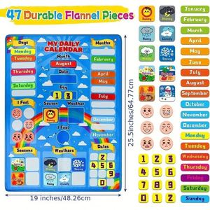 Calendario mensual de fieltro para niños, material educativo para el aula, tablero de clima, azul, artículos de oficina y escolares, regalo - Product Image 4