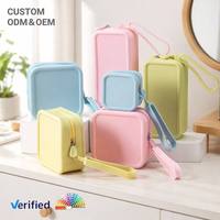 Tas Makeup Silikon Tahan Air dengan Ritsleting, Tempat Penyimpanan Portabel, Dompet Kartu ID, Tempat Lipstik dan Kuas, Ukuran Kompak untuk Perjalanan, Dapat Dikustomisasi