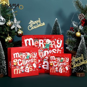 Custom Logo Merry Christmas Paper Gift Bags Santa Print Red Recyclable Paper Tote Bag With Handles Holiday Present Packaging - Product Image 5