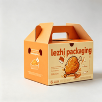 Boîtes en carton personnalisées pour hamburgers, frites, poulet et sushis avec poignée et doublure, emballages jetables pour la restauration rapide à emporter
