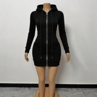 Robe longue unie à capuche et cordon de serrage pour femme 2026, en coton et élasthanne, coupe ajustée décontractée pour l'automne, tenue quotidienne et streetwear pour femme