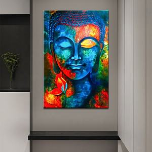 Zen Slaapkamer Wall Art Kleurrijke Abstracte <span class=keywords><strong>Ganesha</strong></span> Canvas Prints Met Lotus Bloem Moderne Boeddha Foto Ingelijst Kunstwerk Woonkamer - Product Image 2