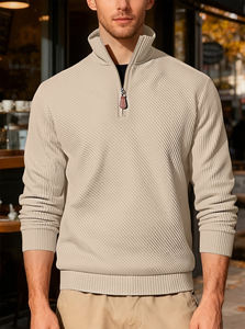 Vendita di <span class=keywords><strong>felpa</strong></span> ricamata Patchwork Casual da <span class=keywords><strong>uomo</strong></span> personalizzata con collo a mezza <span class=keywords><strong>cerniera</strong></span> e maniche lunghe - Product Image 6