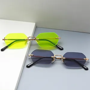 Jheyewear new fashion supplier UV400 vintage luxury rimless women men shades sunglasses