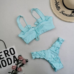 Costumi da bagno Bikini Sexy europei e americani da donna con cravatta in corda perizoma in pizzo a due pezzi costumi da bagno Bikini costumi da bagno all'ingrosso - Product Image 3