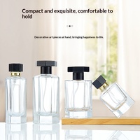 Flacon de parfum hexagonal en verre transparent 50ml 100ml avec bouchon noir, vaporisateur à fine brume, rechargeable, format voyage, contenant cosmétique
