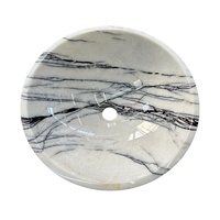 Lavabo personnalisé de forme ronde en marbre lilas véritable du Maroc plan de vanité à surface solide pour la maison salle de bain