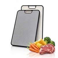 Planche à découper double face en paille de blé et titane, qualité alimentaire, anti-rayures, texturée, avec surface métallique