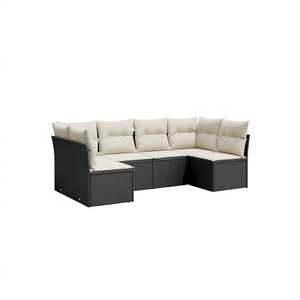 Cream White Garden <b>Sofa</b> Set <b>Rattan</b> Outdoor Furniture 6 Seater Contemporary Design - Product Image 1