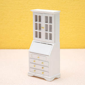 1:12 Mini échelle bibliothèque américaine bureau en bois massif Table intégrée étude européenne chambre casier armoire de rangement bricolage jouet Style - Product Image 3