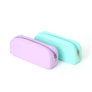 Custom Waterproof Silicone Square Shape Pencil Case Silicone Kids Stationery Box Back To School Pencil Bag Cute Pouch