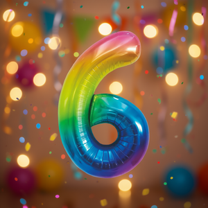 Party Love <b>Balloon</b> Number 6 Multicolor 1M Foil Metallic Birthday Party <b>Decorations</b> - Product Image 5