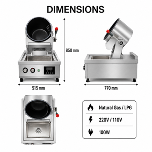 Máquina Comercial de Cocina a Gas LPG con Remojo Automático, Wok Inclinable de Acero Inoxidable para Restaurante - Product Image 3