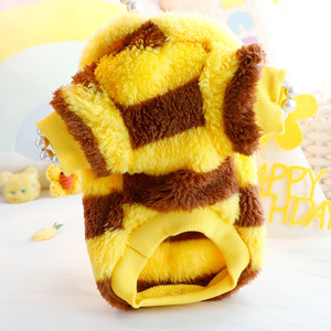 Cute Bee Fleece <b>Dog</b> Hoodie Yellow Autumn Winter Pet Clothes Small <b>Dog</b> Teddy <b>Sweater</b> - Product Image 4