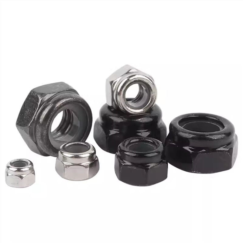 100-Pack M6 X 1.0mm Nylon Insert Lock Nuts - 304 Stainless Steel 18-8, Hex Lock Nuts