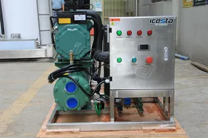 ICESTA Automatic High Reliable Ice Flake Long Service Life 10 Ton Stainless Steel Seawater-flake-ice-machine With Water Chiller